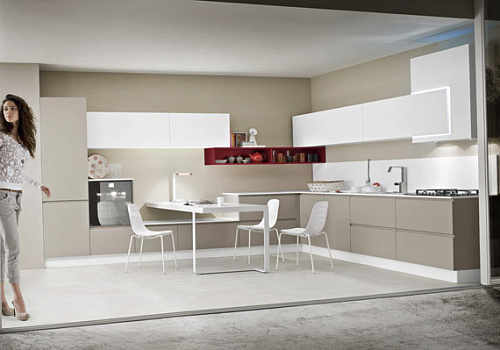 Кухня AR-TRE модель Flo, отделка Visone Opaco+Bianco Opaco