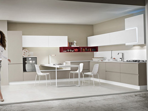Кухня Ar-tre модель flo, отделка visone opaco+bianco opaco