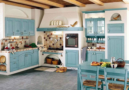 Кухня AR-TRE модель Barchessa, отделка Decape Azzurro